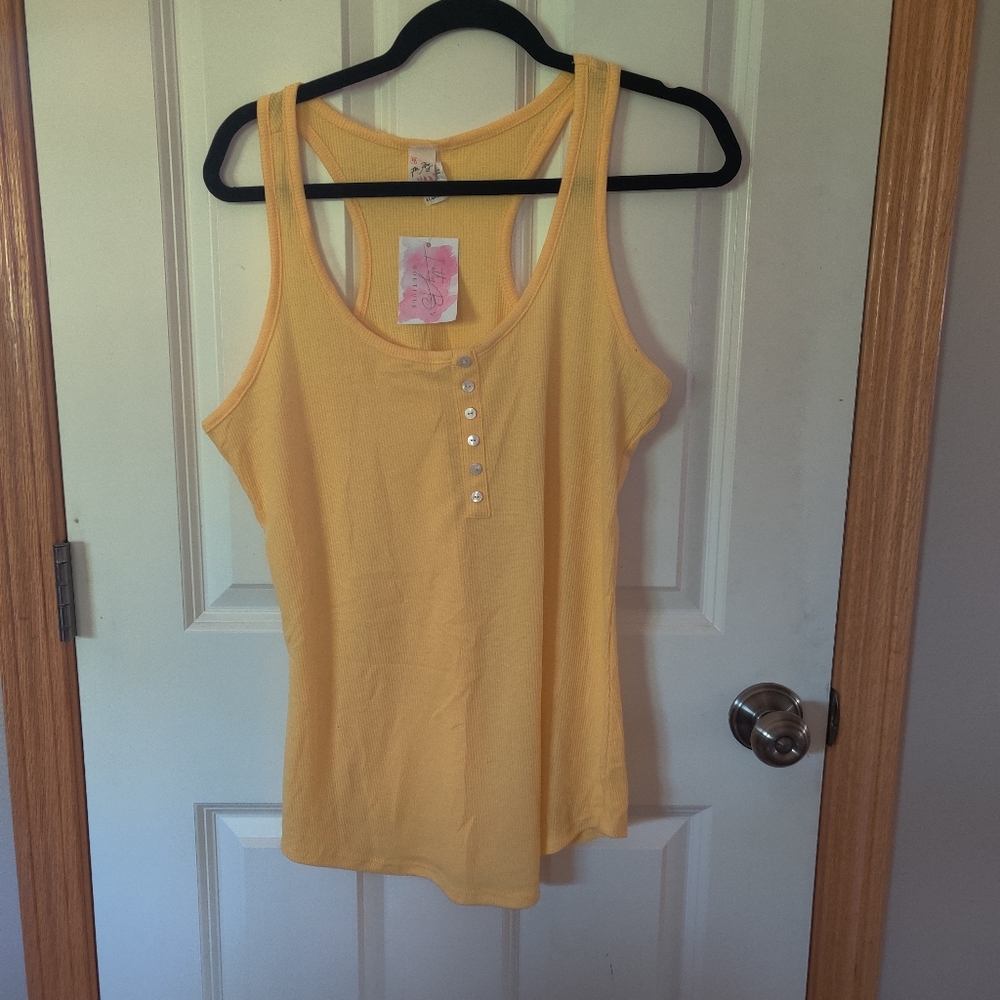 Yellow Sleeveless Button-Front Top